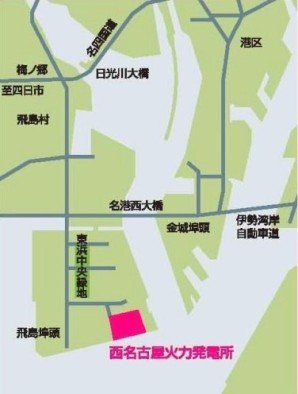 西名古屋火力発電所位置の図 西名古屋火力発電所位置の図