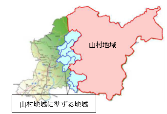 豊田市の山村地域および山村地域に準ずる地域の図 豊田市の山村地域および山村地域に準ずる地域の図