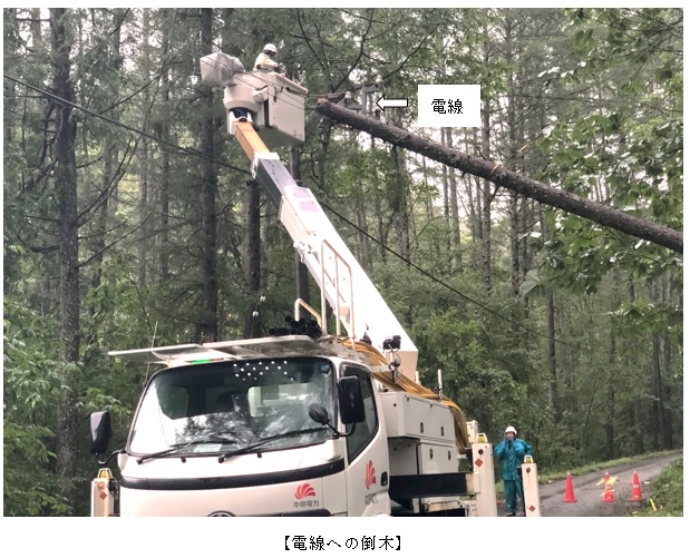 電線への倒木の写真 電線への倒木の写真